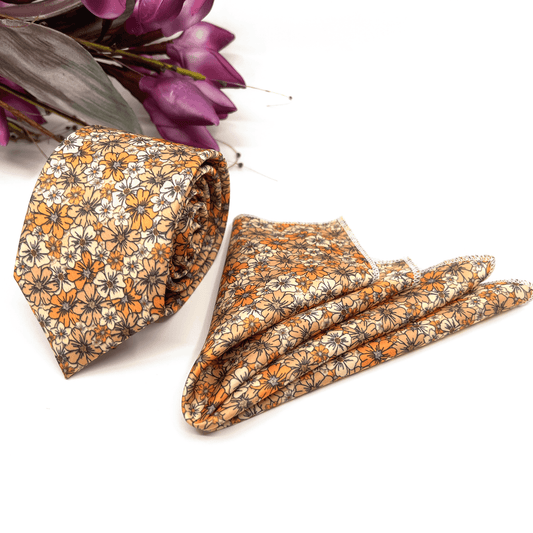 Charming Peach Floral Necktie for Elegant Occasions