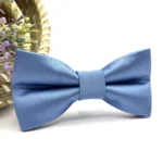 Dusty Blue Satin Bow Tie - Image 2