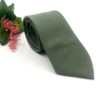 Sage Green Olive Green Slim Necktie - Image 3