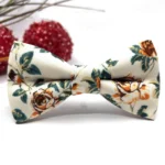 Rust Floral Bow Tie on Ecru Background