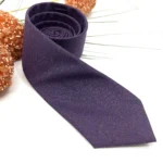 Deep Purple and Natural Linen Necktie - Image 2