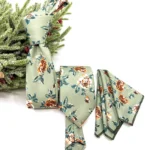 Dusty Sage Green Necktie with Rust Floral and Rose - Image 5