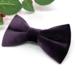 Dark Amethyst Purple Velvet Bow Tie - Image 3