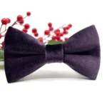 Dark Amethyst Purple Velvet Bow Tie - Image 2