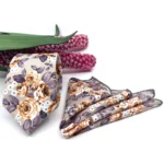 Burnt Orange and Dusty Lilac Floral Slim Necktie