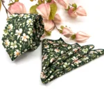 Sage Green and Blush Pink Floral Slim Necktie