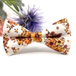 Burnt Orange Floral Bow Tie on Ecru Background - Image 4