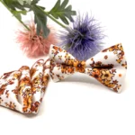 Burnt Orange Floral Bow Tie on Ecru Background - Image 3