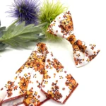 Burnt Orange Floral Bow Tie on Ecru Background - Image 2