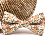 Burnt Orange Floral Bow Tie on Ecru
