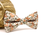 Burnt Orange Floral Bow Tie on Ecru - Image 4