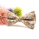 Burnt Orange Floral Bow Tie on Ecru - Image 3