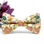 Terracotta Floral Bow Tie on Ecru Background - Image 4