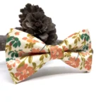 Terracotta Floral Bow Tie on Ecru Background - Image 3