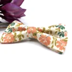 Terracotta Floral Bow Tie on Ecru Background - Image 2