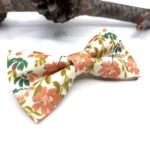 Terracotta Floral Bow Tie on Ecru Background