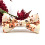 Burnt Orange and Pale Copper Floral Bow Tie - Image 4