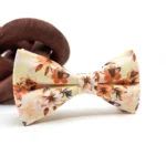 Burnt Orange and Pale Copper Floral Bow Tie - Image 3