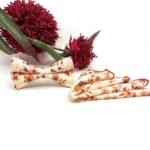 Burnt Orange and Pale Copper Floral Bow Tie - Image 2