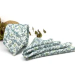 Olive Green and Teal Blue Floral Slim Necktie