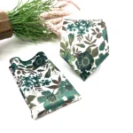Jungle Green Floral Necktie on Ecru Background