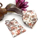 Burnt Orange Floral Slim Necktie with Brown Rust