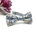 Dusty Blue Floral Bow Tie on Ecru