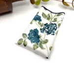 Denim Blue Rose Floral Bow Tie with Sage and Olive Green on Ecru Background - Image 2