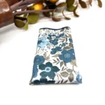 Dusty Blue Floral Necktie with Teal Blue on Ecru, Matching Bow Tie - Image 2