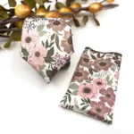 Dusty Rose Floral Necktie with Sage Green and Dusty Pink, Matching Bow Tie