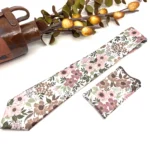 Dusty Rose Floral Necktie with Sage Green and Dusty Pink, Matching Bow Tie - Image 4