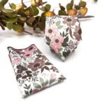 Dusty Rose Floral Necktie with Sage Green and Dusty Pink, Matching Bow Tie - Image 2