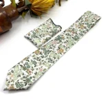 Dusty Sage Green Floral Slim Necktie - Image 2