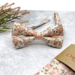 Burnt Orange Suspenders & Peach Floral Bow Tie Set - Image 4