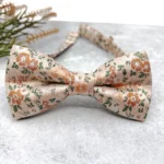 Burnt Orange Suspenders & Peach Floral Bow Tie Set - Image 3