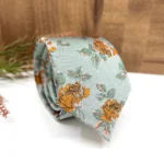 Dusty Sage Green Floral Necktie, Rust and Terracotta Necktie - Image 4