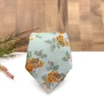 Dusty Sage Green Floral Necktie, Rust and Terracotta Necktie