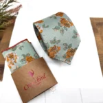 Dusty Sage Green Floral Necktie, Rust and Terracotta Necktie - Image 3