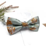 Dusty Sage Green Floral Bow Tie with Rust Floral Details