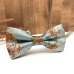 Dusty Sage Green Floral Bow Tie with Rust Floral Details - Image 2