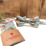 Dusty Sage Green Floral Bow Tie with Rust Floral Details - Image 3