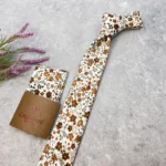 Burnt Orange Floral Slim Tie - Image 5