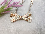 Burnt Orange and Brown Floral Bow Tie on Ecru Background - Image 2