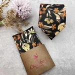 Burnt Orange and Olive Brown Floral Slim Necktie on Dark Green Background
