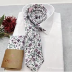 Dusty Lavender Liberty Inspired Floral Tie, Lilac Botanical Wedding Necktie - Image 4