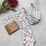 Dusty Lavender Liberty Inspired Floral Tie, Lilac Botanical Wedding Necktie - Image 8